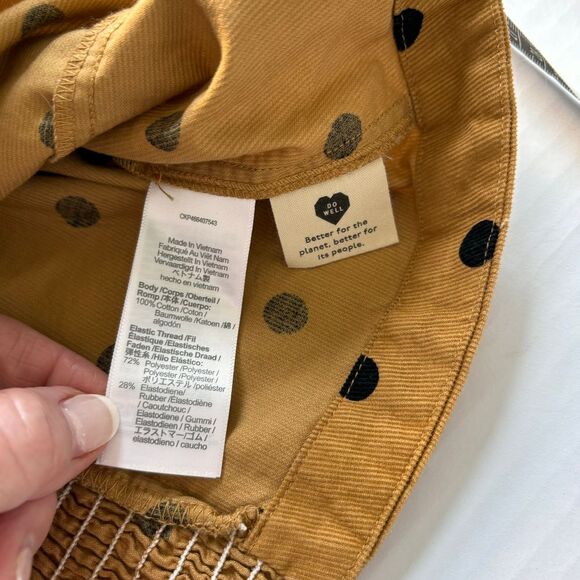 Madewell Corduroy Polka Dot Puff Sleeve Button-Up Top in Caramel Size 6 - Picture 9 of 9